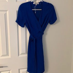 Diane Von Furstenberg blue wrap dress.